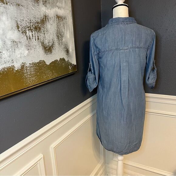 Anthropologie Cloth & Stone Chambray Denim Button Shirt Dress - Picture 8 of 11